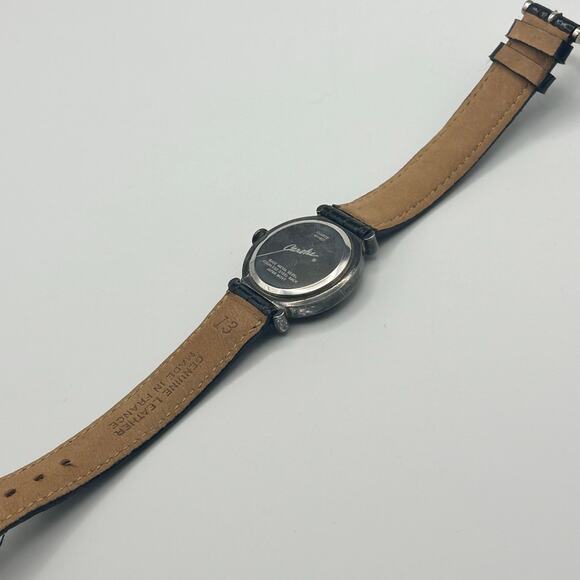 Vintage Carolee Antoninus Pius Black Leather Women’s Watch Working New Battery - Picture 6 of 8